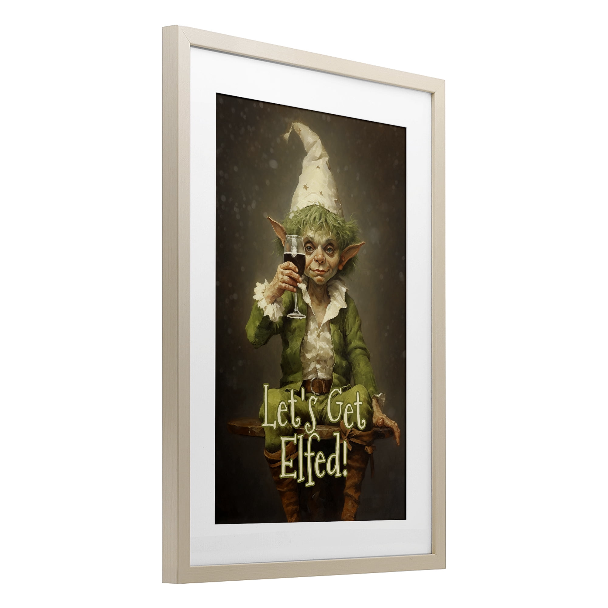 Stupell Industries Let's Get Elfed Birch Framed Print Under Glass, design by Tina LeCour