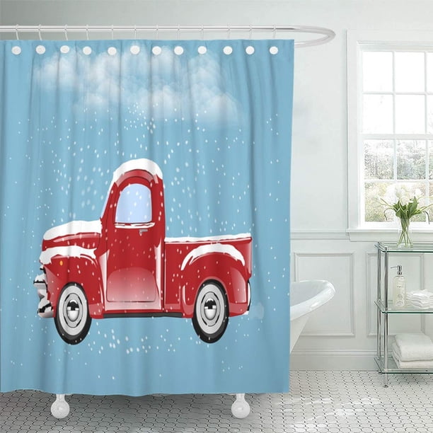 red truck christmas bathroom