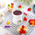 thumbnail image 5 of Mudder - Juego de 2 tazas de fondue de cerámica y 8 tenedores para derretir chocolate, queso, caldo o tapas en San Valentín, color blanco, 5 of 5
