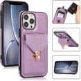 thumbnail image 5 of Compatible with iPhone 14 Pro Max Wallet Case PU Leather Crossbody Strap Lanyard Clasp Durable Card Holder Slot Protective Cover for Women Girls Purple, 5 of 10