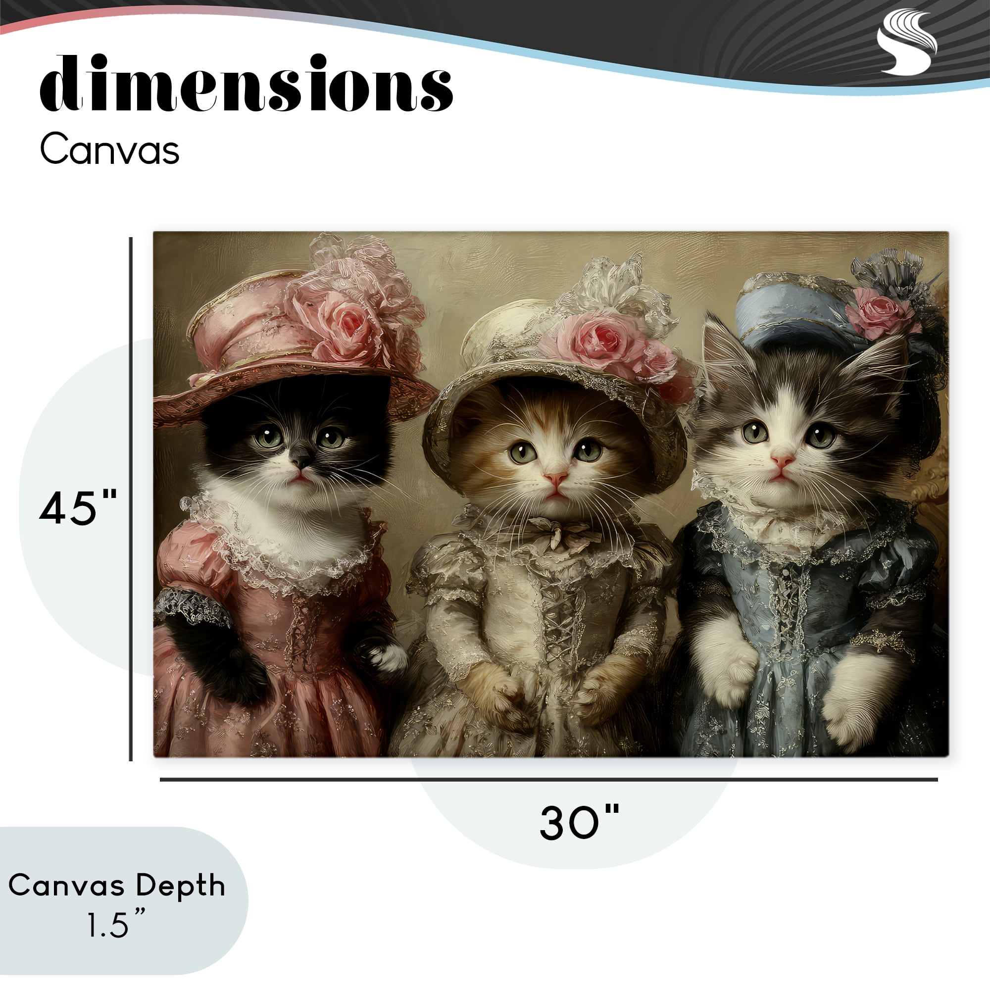 Stupell Industries Vintage Dress Cats Canvas Wall Art, design by The Wands Want