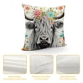 thumbnail image 4 of MAXIAO Highland Cow Pillow Cover Highland Cattle Floral Decorative Throw Pillow Cover Case Home Decor Animal Western Decor Farmhouse Pink Green Cushion Case for Couch Sofa Outdoor 18x18in, 4 of 5