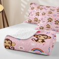 thumbnail image 4 of Erosebridal Cartoon Monkey Floral Twin Quilt Set,Cute Rainbow Flower Twin Coverlet Set For Girls,2-Piece, 4 of 7