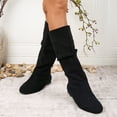 thumbnail image 6 of Bnwani Women Boots Footwear Low-Heel High Mid-Calf Comfortable Casual Solid Boot Black Size 5.5, 6 of 9