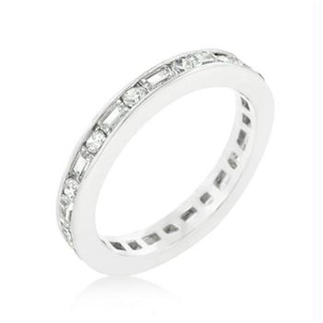 Alternating Cubic Zirconia Eternity Band, <b>Size :</b> 07