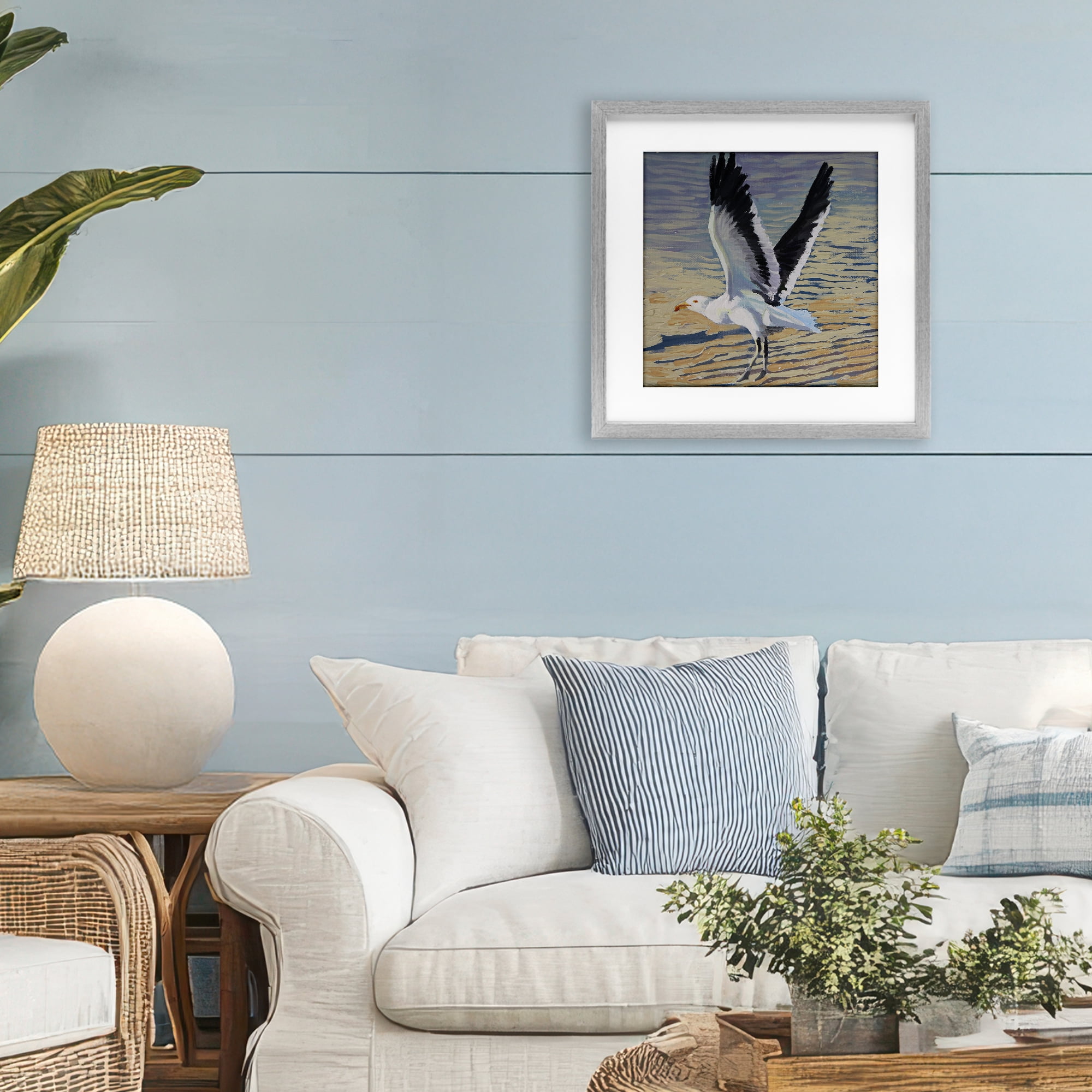 Stupell Industries Seagull Taking Flight Gray Framed Print Under Glass, design by Violeta Vollmer