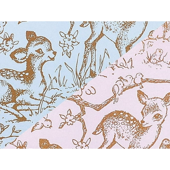 Pack Of 1, Lullaby Meadow Toile 24" X 85' Roll Reversible Gift Wrap For Approximately 40-50 Gifts Made In USA