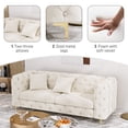 thumbnail image 3 of Wiilayok 75" Upholstered Tufted Sofa, Velvet 3 Seater Sofa Couch with Gold Legs,2 Pillows,Chesterfield Sofa Couch for Living Room, White, 3 of 8