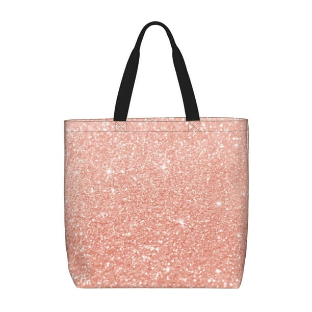 Easygdp Rose Gold Glitter Bolsa Tote para Mujer, Bolso de Hombro para Trabajo, Playa, Viajes, Compras y Supermercado