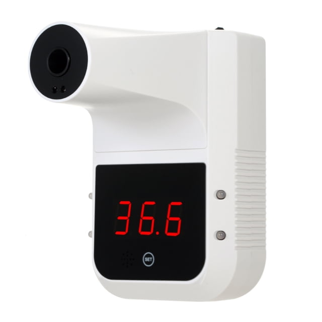 Termómetro infrarrojo de pared sin contacto - Alarma de fiebre - Mide en °C y °F - 2 modos (humano/objetos) - Rango 0°C a 50°C - Pantalla LCD
