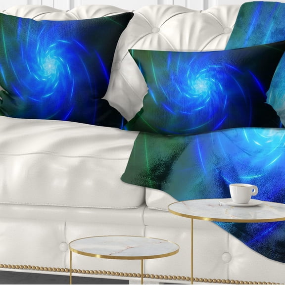 Designart Blue Fractal Whirlpool Design - Abstract Throw Pillow - 12x20