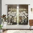 thumbnail image 3 of Brown Daisy Vintage Country Window Curtains 2 Panels Rod Pocket Rustic Farmhouse Floral Inspirational Cottage Style Window Drapes Treatment Living Dining Room Home Decor 42W X 63L Inches, 3 of 6