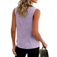 thumbnail image 4 of Resicozy Women Cotton Linen Tank Tops V Neck Loose Causal Sleeveless Summer Shirts Shirts Camisole 2026 Purple M, 4 of 5