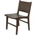 thumbnail image 6 of DecMode Leather Handmade Woven Dining Chair with Teak Wood Frame, Set of 2, Brown, 6 of 12