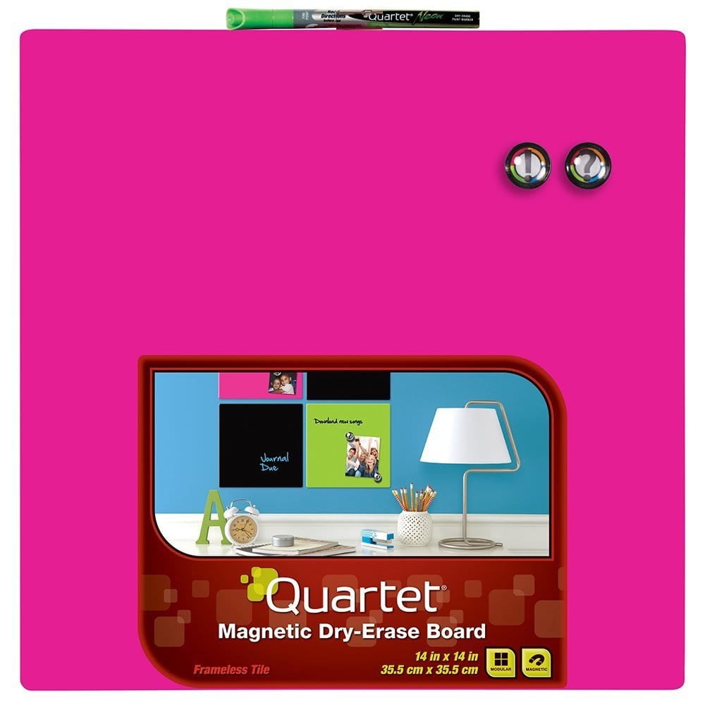 Quartet DryErase Board, 14 x 14 Inches, 5 Color Options Neon Pink