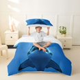 thumbnail image 2 of Castle Fairy Soft Realistic Deep Sea Shark Scene Twin Duvet Cover,Sailboat Sun Ray Blue Ocean Graphic Twin Bedding,Bright Azure,Reversible,2pcs,No Comforter,1 Duvet Cover and 1 Pillowcase, 2 of 6