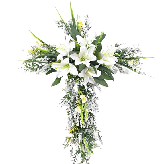 Elegant Spring Wreath Religious Symbol Garlands Creative Easter Wreaths with Cross Ornament Grape Vine Wreath Decor