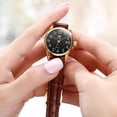 thumbnail image 4 of OLEVS Classic Leather Watches for Women, Business Dress Roman Arabic Numerals Ladies Watches, Waterproof Analog Quartz Womens Wrist Watches Brown Leather Strap Relojes para Mujer, 4 of 12