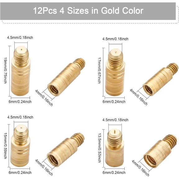 WEBEEDY 9pcs 3 style Brass Dart Weight Add Accentuator Tools Darts Weight Adjuster Bullet Shaped Golden 9~34x6mm Inner Diameter: 4mm Pin: 4mm 3pcs/style