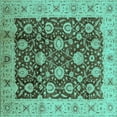 thumbnail image 1 of Ahgly Company Machine Washable Indoor Square Oriental Turquoise Blue Traditional Area Rugs, 3' Square, 1 of 4