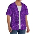 thumbnail image 2 of Sikiie Purple Glitter Men's Wrinkle Free Untucked Cuban Shirt Business Casual Button Down Shirts Short Sleeve Shirt3X-Large, 2 of 5