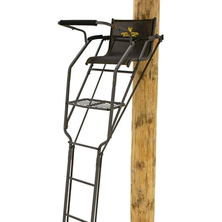 Rivers Edge® Relax Wide™ LS 1-Man Ladder Stand 16'9" Height Lockdown™ Strapping System Wide TearTuff™ Mesh Seat 23" Wide Platform Removable Padded Shooting Rail RE672