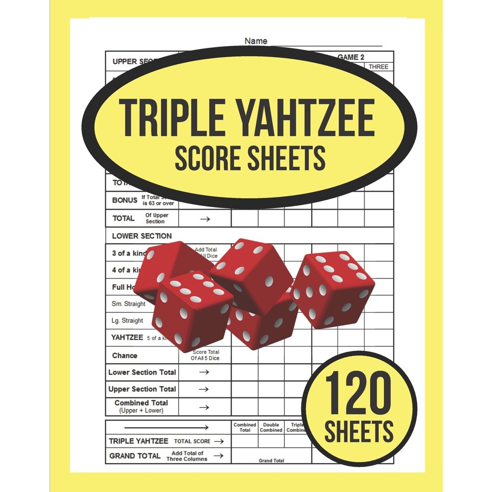triple yahtzee score sheets for triple yahtzee 120 triple yahtzee