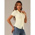 thumbnail image 2 of DARING DIVA Sweet Peter Pan Collar Button Down Blouses XS Cream, 2 of 6