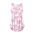 thumbnail image 3 of NAMTYQX Graphic Tees for Women Plus Size Patterned Stylish Sleeveless Loose Fit Casual Ruffle Sleeveless Tops for Women Purple Pink Size XL, 3 of 5