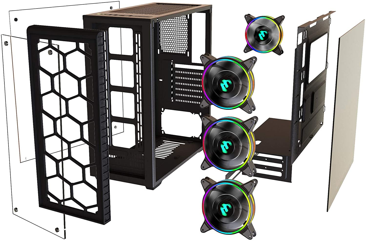 MUSETEX Phantom Black ATX Mid Tower Desktop Computer Gaming Case (903S4)