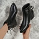 thumbnail image 4 of NECHOLOGY Botas Mujer Adulto Femenino Zapatos Botines de mujer Botas de de tacón cuadrado con cremallera lateral de cuero de color sólido de estilo británico para mujer (Black, 8.5), 4 of 7