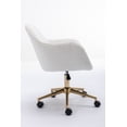 thumbnail image 3 of Home Office Chair, Modern Teddy Fabric Material Makeup Chair, Adjustable Height 360 Revolving Accent Chair with Rolling Wheels and Armrest for Living Room Bedroom Office Vanity, White, 3 of 7