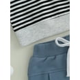 thumbnail image 6 of Kids Toddler Baby Boys Fall Clothes Button Striped Tops Long Sleeve Sweatshirt and Elastic Pants for Baby 2 Piece Outfits, 6 of 8