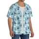 thumbnail image 2 of Balery Black White Gray Rabbit Camisa Casual de Manga Corta con Botones para Hombre, Texturizada, Estilo Cubano, para Playa, Verano-Small, 2 of 5