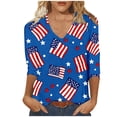 thumbnail image 6 of 4th of July Outfits for Women American Flag V Neck Shirt 3/4 Sleeve Casual Tops Usa 250th Anniversary Shirt Holiday Tunic Tops, 6 of 7