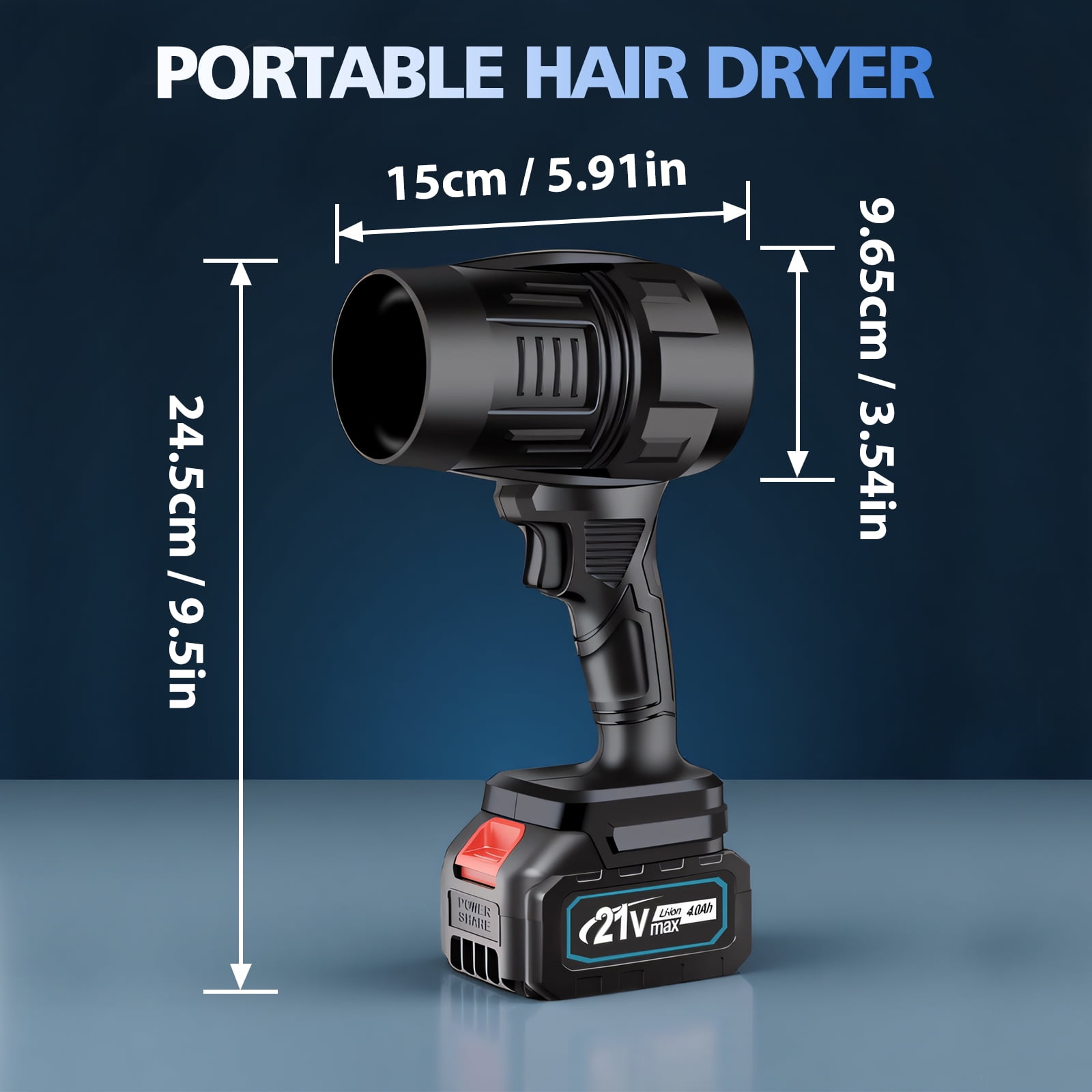 Ergonomic Handheld Turbo Blower 21V 850W Cordless Blower 80000 RPM Adjustable Speed for Yard Leaf & Snow Cleaning, Black