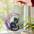 thumbnail image 2 of Lotusprinthandmade Cat Lovers Custom Shape Broken Glass Hologram Ornament 4in, cute cat 3d hologram charm, holographic cat couple ornament, 2 of 4