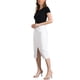 thumbnail image 2 of Falda de mezclilla de estilo CHIC INSPIRAR para mujer, con cintura alta, abertura frontal, falda midi de mezclilla lavada con bolsillos en blanco, 2 of 6