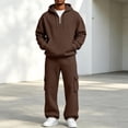 thumbnail image 4 of Men's Hooded Sweatshirt Sweatpants Pant Set Comfortable Zipper Hoodies Elastic Waist Solid Drawstring Pockets Pants Two-piece sportswear Sets for Man Fall Winter, 4 of 8