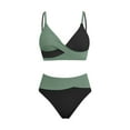thumbnail image 7 of Cupshe Women's Black & Eucalyptus Wrapped Bikini Top & High-Waisted Bottoms Set, Size XS-XL, 7 of 7