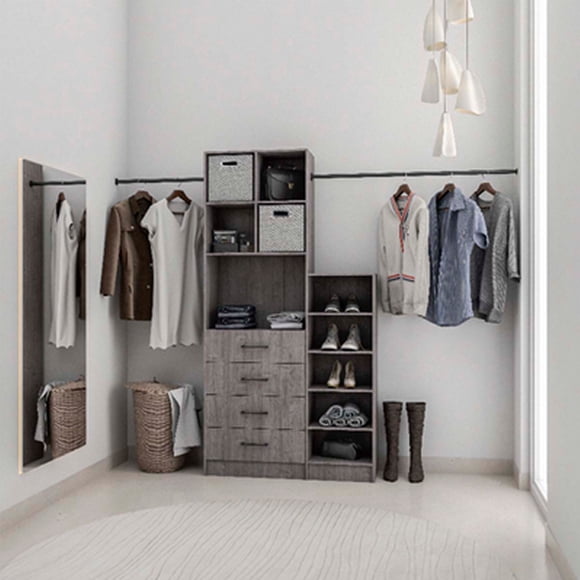 closet latitud gris zalino 4 cajones 88 x 188.5 x 39 cms