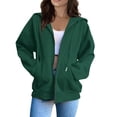 thumbnail image 2 of Fall Oversized Long Sleeve Zip‑Up Athletic Sweatshirt Women Drawstring Hoodie Lightweight Y2K Casual Winter Solid Jacket With Pockets, 2 of 9