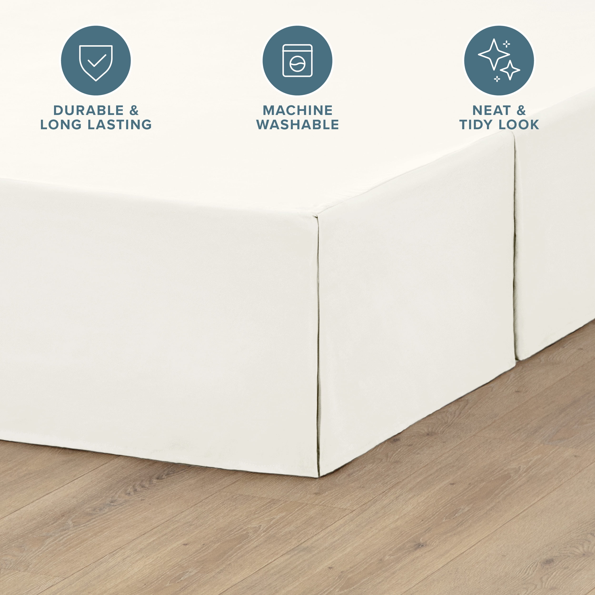 Bare Home Double Brushed Bed Skirt - Premium 1800 Collection - 15-inch Drop - California King, Cream