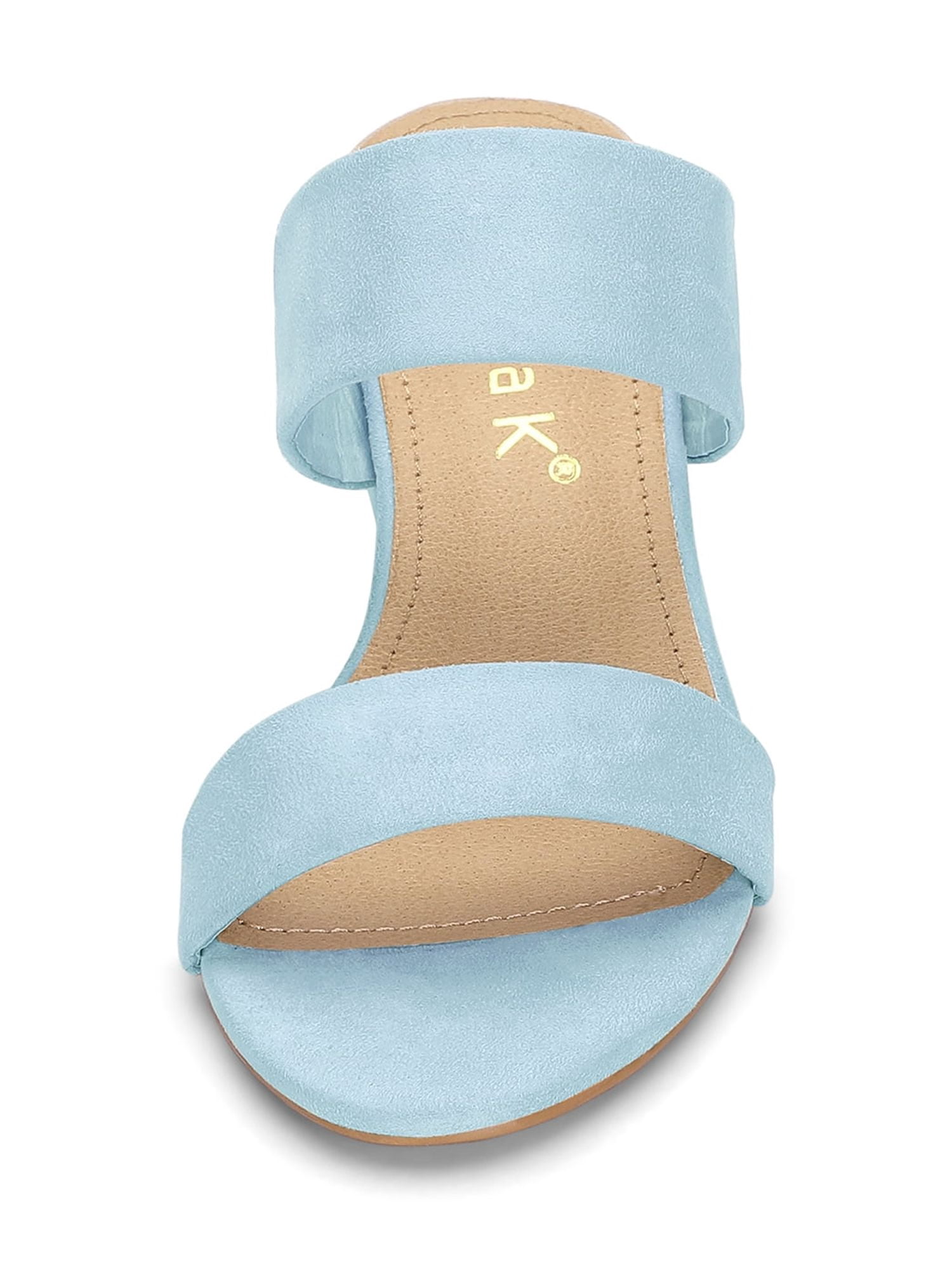 DARING DIVA Stylish Women's Block Heel Dual Straps Slide Sandals 9 Sky Blue