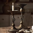 thumbnail image 5 of Vintage Metal Candle Holders | Antique Bronze Finish | Spiral Design | Tabletop Decor for Romantic Dinners & Festive Occasions | Battery-Free, Elegant Home & Restaurant Ambiance Enhancement, 5 of 6