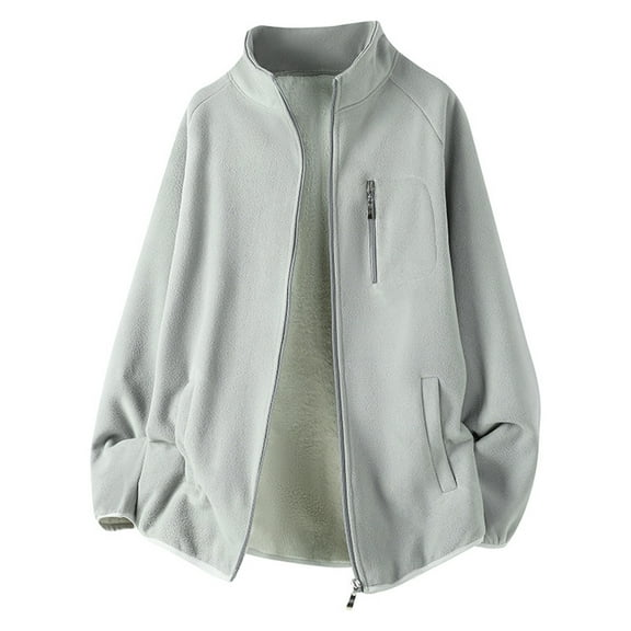 cfhntfmh Men's Fleece Jackets Big and Tall Full Zip Long Sleeve Casual Outdoor Warm Jacket Lightweight Winter Coat with Pockets