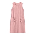 thumbnail image 4 of fheaev Women's Midi Dress Sleeveless Crew Neck Button Pocket Loose Casual Summer for Everyday Pink M, 4 of 7