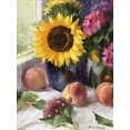 thumbnail image 2 of Strube, Ling 25x32 White Modern Wood Framed Museum Art Print Titled - Still Life with Sunflowers and Peaches, 2 of 4