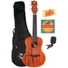 Luna Malu Maluhia (Peace) Mahogany Concert Acoustic-Electric Ukulele Bundle with Gig Bag, Tuner, Austin Bazaar Instructional DVD, and Polishing Cloth