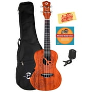 Luna Malu Maluhia (Peace) Mahogany Concert Acoustic-Electric Ukulele Bundle with Gig Bag, Tuner, Austin Bazaar Instructional DVD, and Polishing Cloth